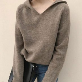 질좋은 V넥 여성 브이넥 후드 니트