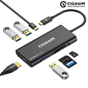 QGeeM 큐짐 7in1 USB C타입 HDMI 멀티허브 (그레이,핑크,블랙)