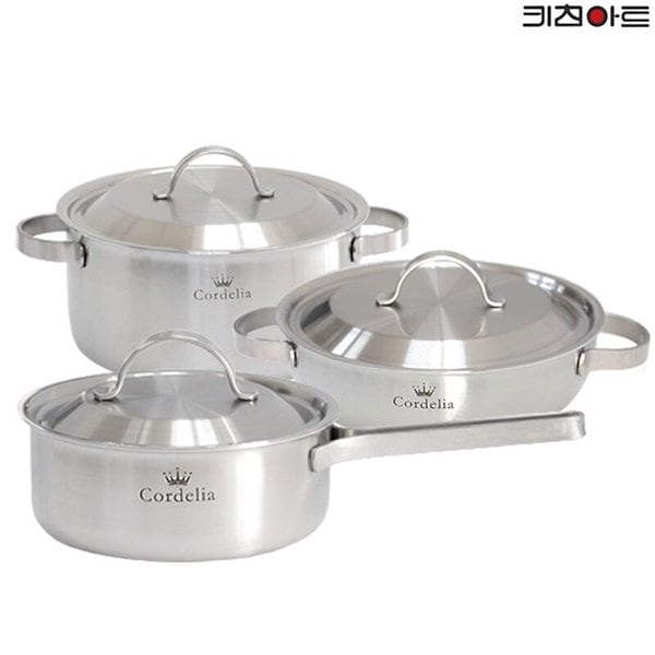코델리아 통5중 스텐레스 인덕션 냄비세트 3종B(편수18+양수20+전골24) 스텐냄비
