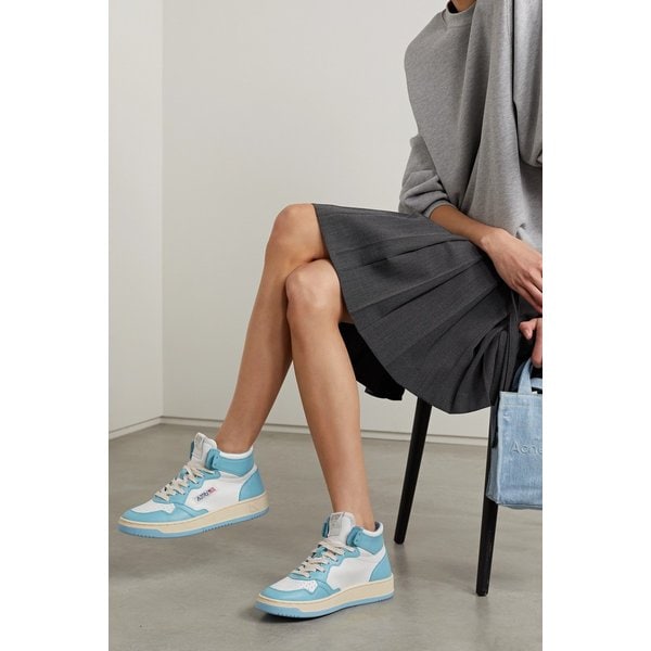 메달리스트 투톤 가죽 하이 탑 스니커즈 블루