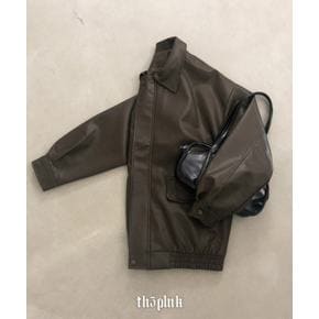 / 오세 오버핏 카라 빈티지 레더 자켓