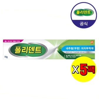 폴리덴트 의치부착재 크림 70gx5개 (무향)