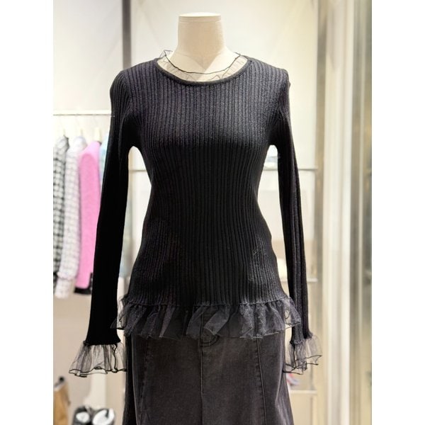 [여주점] 쉬폰 배색 라운드 ES1JK212