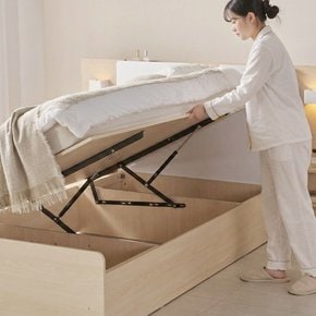 라운디 선반형 LED 반자동 리프트업 수납 침대프레임 SS(슈퍼싱글)