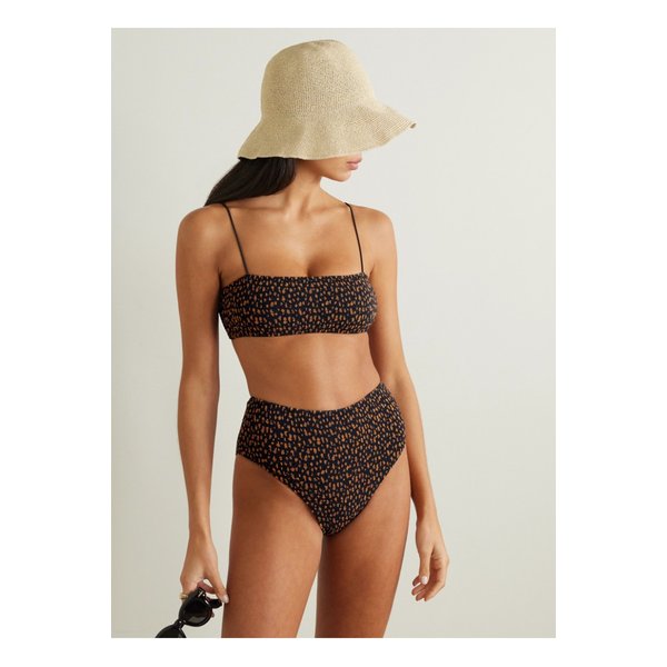 셔링 프린트 스트레치  비키니 브리프 브라운 1647597325595069