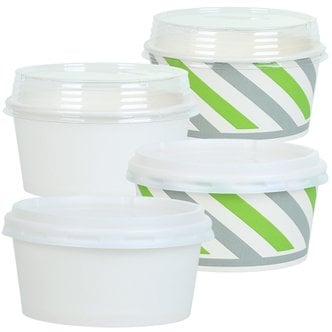  520cc 종이그릇 100개 뚜껑포함 일회용기 컵밥 포장 배달용기