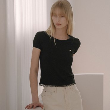 노운베러 Scoop neck lace T-shirt KNSS04TS07_Black