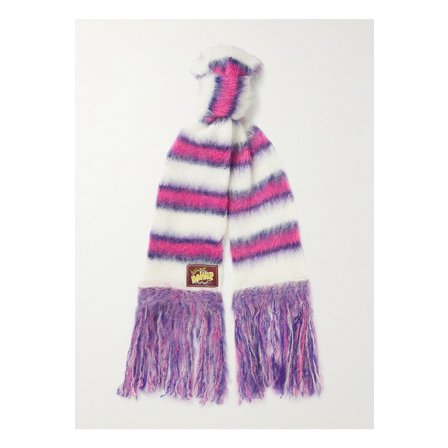 마르니 Fringed Striped Mohair-Blend Scarf