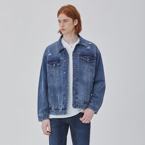 DENIM DESTROYED OVER FIT TRUCKER JACKET INDIGO