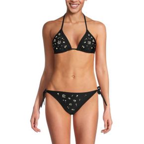 4357556 Karl Lagerfeld Beaded Triangle Bikini Top - BLACK 72877541