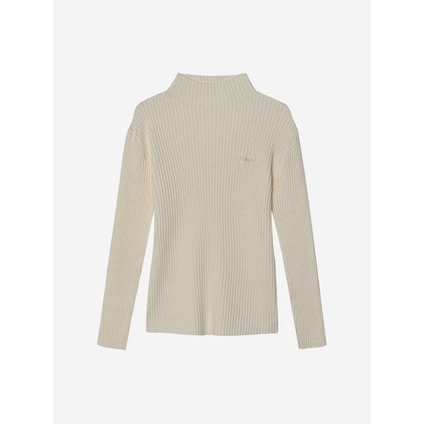 [Basic] Ribbed half-neck knitwear (Ivory)