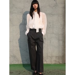 Gwen Waist String Cotton Slacks_Charcoal