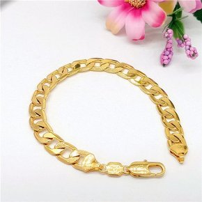 11mm 18K GOLD GP 골드 금 팔찌 체인 부부 부모 여친 금체인 체인줄 스트랩 체인팔찌 공용 패션 악세사리 쥬얼리 선물 장식 팬던트 트랜드 인기 기념 소장