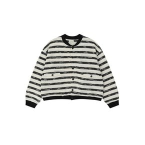 Needle crop cardigan (ecru stripe)