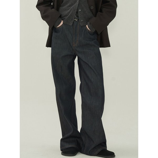 논페이드 스티치 데님-Navy