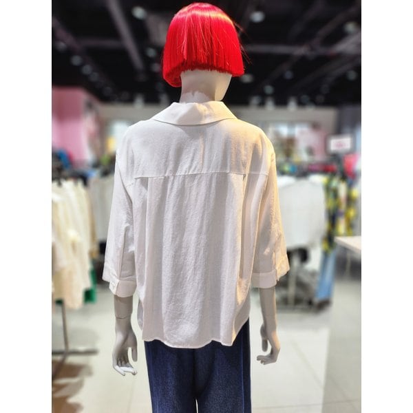 [부산점] 프린팅 오픈브이넥  블라우스 BABL95531WH