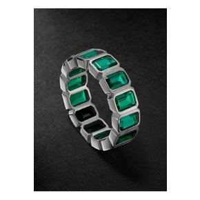 14-Karat White Gold Emerald Eternity Ring 그린