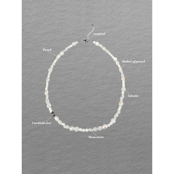 [한정수량/담수진주] UGLY PEARL STONE NECKLACE [MOON]