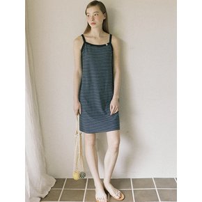 Jemma Stripe Sleeveless Dress - Navy