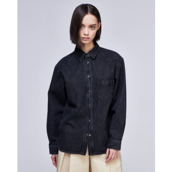 송지오 [파주점] [송지오우먼]송지오 컬렉션 샤를로 웨스턴 데님 셔츠 블랙 WH2SH706BK