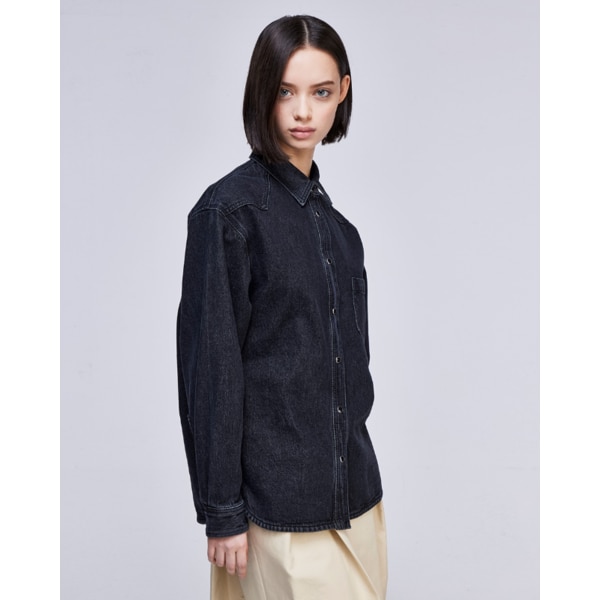 [파주점] [송지오우먼]송지오 컬렉션 샤를로 웨스턴 데님 셔츠 블랙 WH2SH706BK