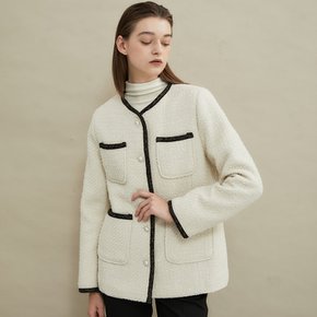 Pearl soft tweed jacket Ivory