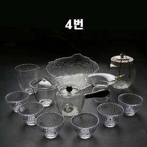 주전자 티팟 다도세트 티포트 티주전자 유리 내열 컵 세트 4번