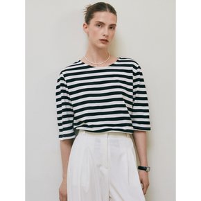 STRIPE ROUND NECK T-SHIRT_BLACK