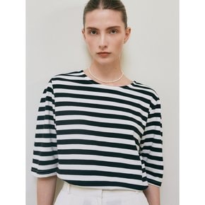 STRIPE ROUND NECK T-SHIRT_BLACK