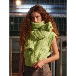 Wool Cable Knit Vest (L.Green)