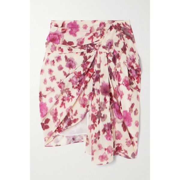 오비아 드레이프 플로럴 프린트 실크 블렌드 미니 스커트 46376663162989508