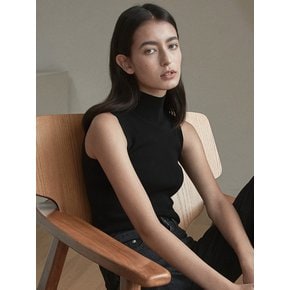 411 half neck sleeveless knit (black)