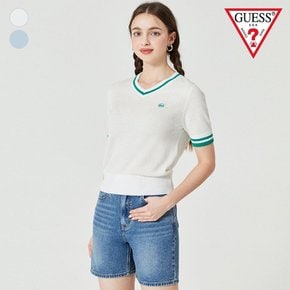 여성브이넥니트 스웨터 여성 반팔 V넥 OO2S1674 LE1216568415