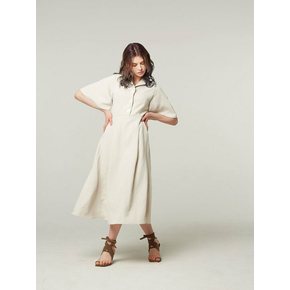 ruffle sleeve long dress grey