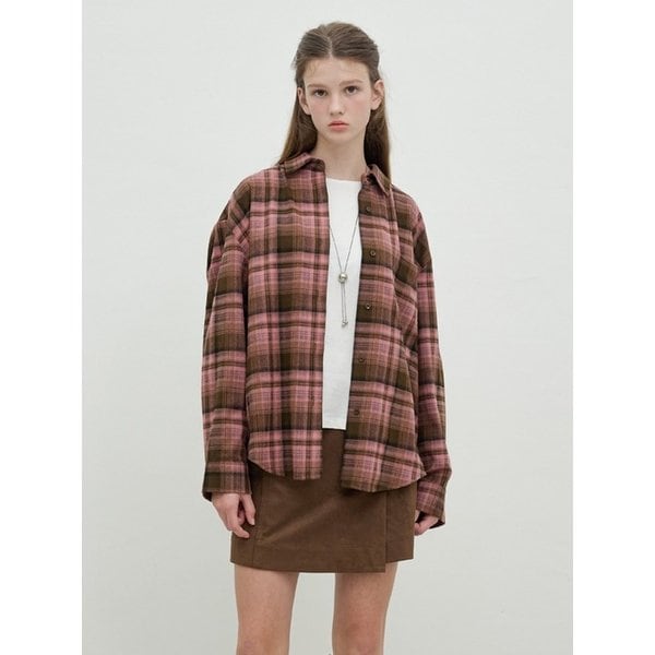 오버핏 기모 체크 셔츠 OH5WBA830