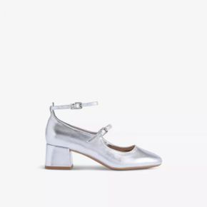 5468948 KG KURT GEIGER Adelaide block-heel metallic-leather Mary Jane pumps