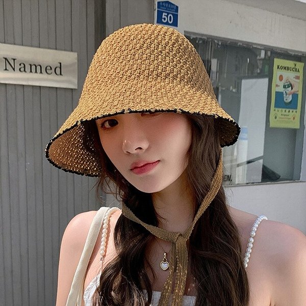 [올리비에스클로젯] 썸머 백리본 테두리 배색 버킷 햇_O2604AC008B