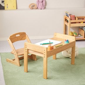 부오노3 원목 유아 아기 책상 의자 높이조절 테이블 세트