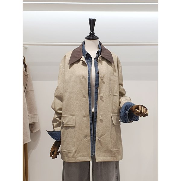 [파주점] 쥬크 주크 루즈핏 카라배색 하프 점퍼​ V261MSJ901