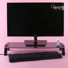 강화유리 모니터 받침대 USB 컴팩트 블랙