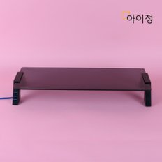 강화유리 모니터 받침대 USB 컴팩트 블랙