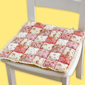 식탁 의자 순면 꽃 무늬 사각 끈 1인용 방석 핑크