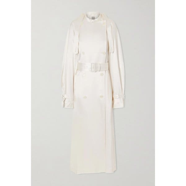 더블브레스트 드레이프 새틴 트렌치 코트 46376663162979002