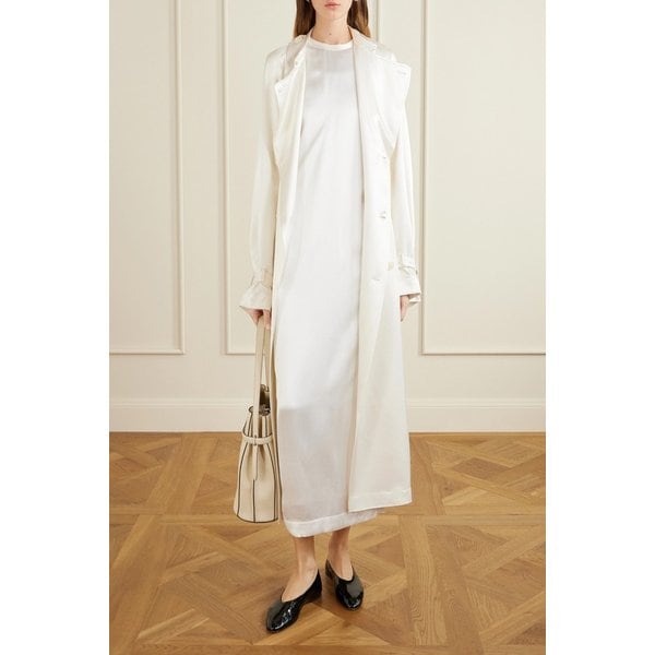 더블브레스트 드레이프 새틴 트렌치 코트 46376663162979002