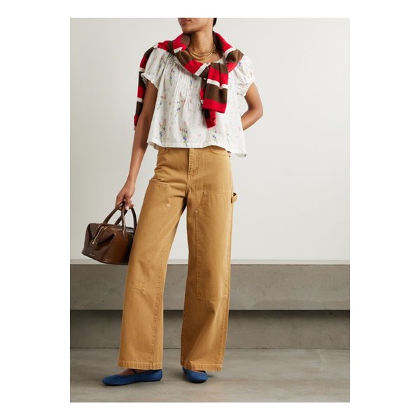 도엔 프레데리카 레이스 트리밍 플로럴 핀턱 코튼 보일 블라우스 1647597357418283