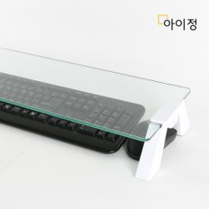 강화유리 모니터 받침대 컴팩트 화이트