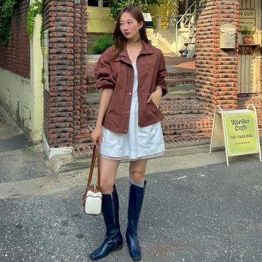 노운베러 Button point nylon jumper_Brown