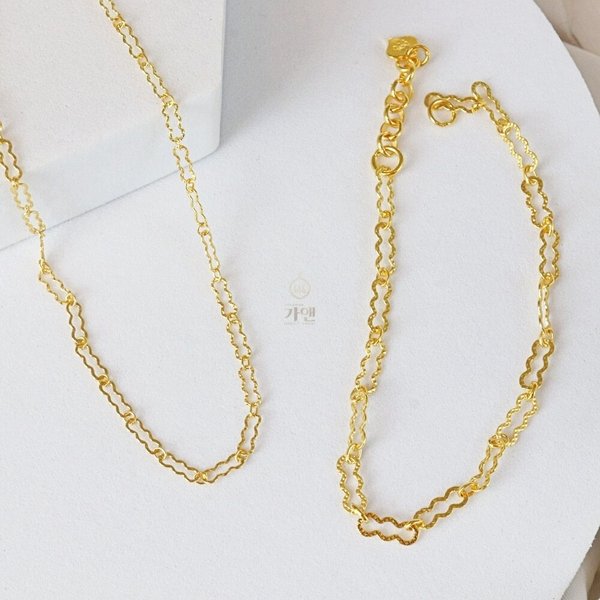 [가앤] 24k순금 구름 물결 클립 체인 목걸이 세트 가능 3.75g