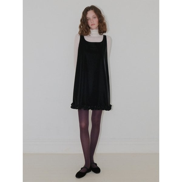 Frill Sleeveless Mini Dress, Black