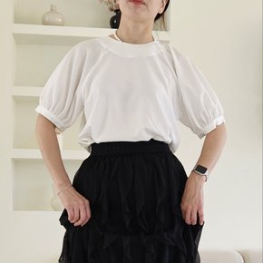 여름 반팔 퍼프 소매 루즈핏 흰색 화이트 남방 오버핏 노카라 오피스룩 정장 빅사이즈 66 77